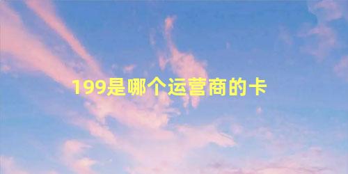 199是哪个运营商的卡