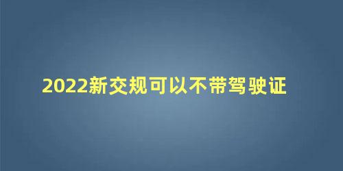 2022新交规可以不带驾驶证