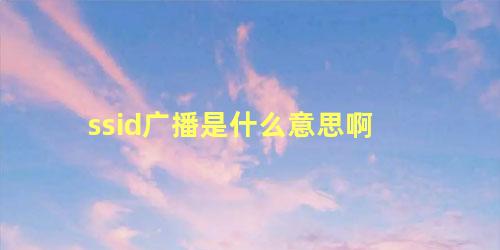 ssid广播是什么意思啊