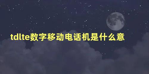 tdlte数字移动电话机是什么意思