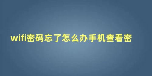 wifi密码忘了怎么办手机查看密码