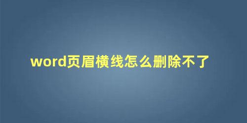 word页眉横线怎么删除不了