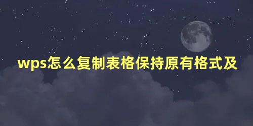 wps怎么复制表格保持原有格式及内容不变