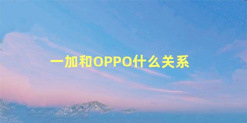 一加和OPPO什么关系