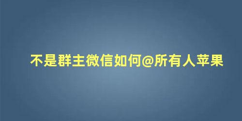 不是群主微信如何@所有人苹果