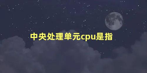 中央处理单元cpu是指