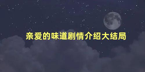 亲爱的味道剧情介绍大结局