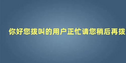 你好您拨叫的用户正忙请您稍后再拨是什么意思