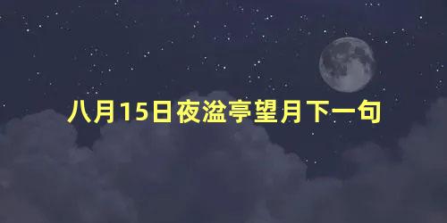 八月15日夜湓亭望月下一句