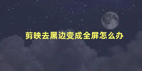 剪映去黑边变成全屏怎么办