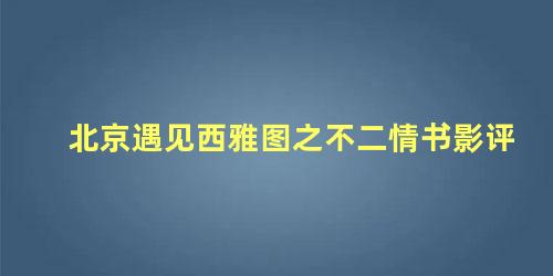 北京遇见西雅图之不二情书影评