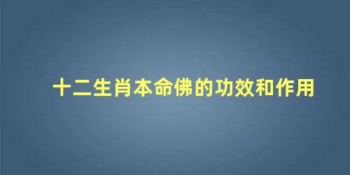 十二生肖本命佛的功效和作用