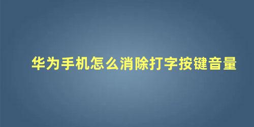 华为手机怎么消除打字按键音量