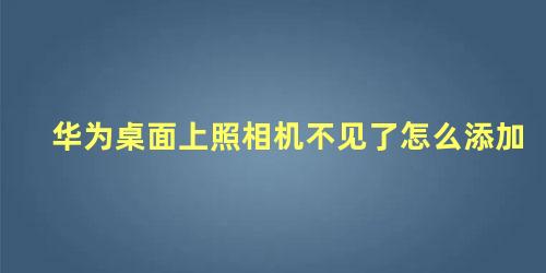 华为桌面上照相机不见了怎么添加