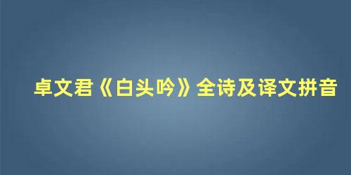 卓文君《白头吟》全诗及译文拼音