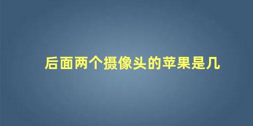 后面两个摄像头的苹果是几