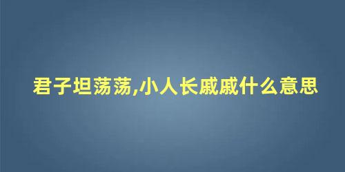 君子坦荡荡,小人长戚戚什么意思