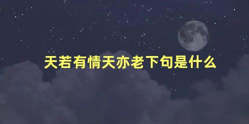 天若有情天亦老下句是什么