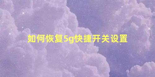 如何恢复5g快捷开关设置