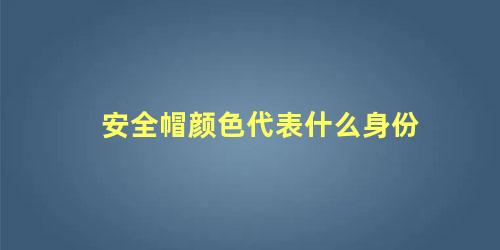 安全帽颜色代表什么身份