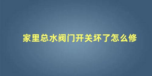 家里总水阀门开关坏了怎么修