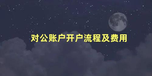 对公账户开户流程及费用