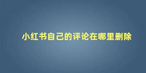 小红书自己的评论在哪里删除