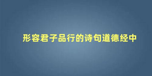 形容君子品行的诗句道德经中