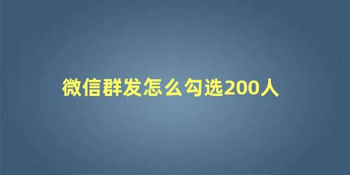 微信群发怎么勾选200人