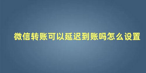 微信转账可以延迟到账吗怎么设置