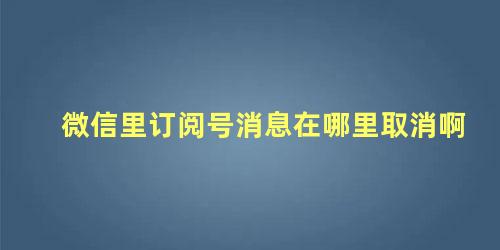 微信里订阅号消息在哪里取消啊