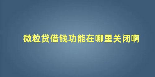 微粒贷借钱功能在哪里关闭啊