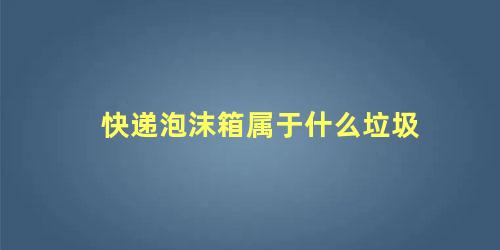 快递泡沫箱属于什么垃圾