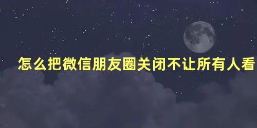 怎么把微信朋友圈关闭不让所有人看到评论