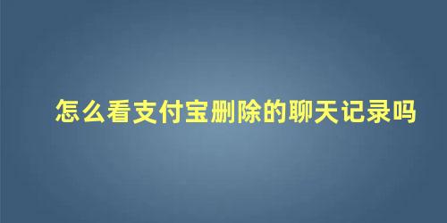 怎么看支付宝删除的聊天记录吗