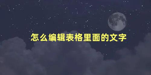 怎么编辑表格里面的文字