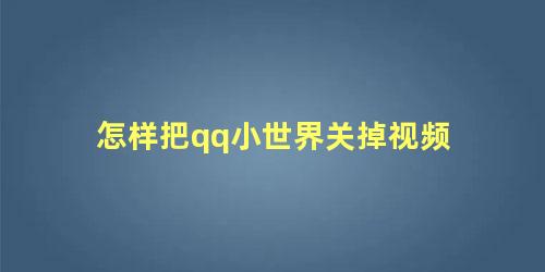 怎样把qq小世界关掉视频