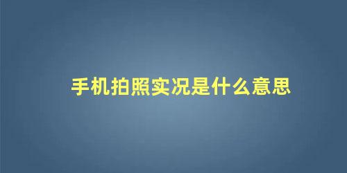 手机拍照实况是什么意思