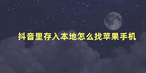 抖音里存入本地怎么找苹果手机