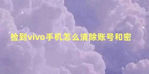 捡到vivo手机怎么清除账号和密码