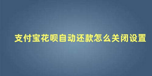 支付宝花呗自动还款怎么关闭设置