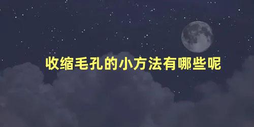 收缩毛孔的小方法有哪些呢