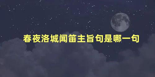 春夜洛城闻笛主旨句是哪一句