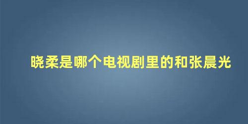 晓柔是哪个电视剧里的和张晨光