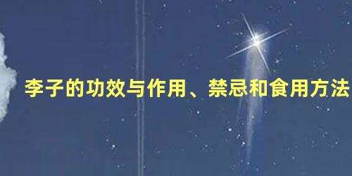 李子的功效与作用、禁忌和食用方法