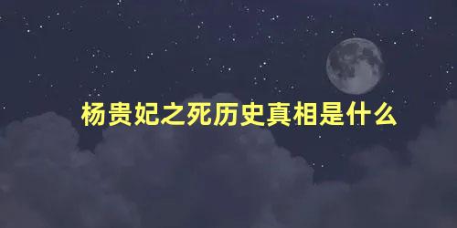 杨贵妃之死历史真相是什么