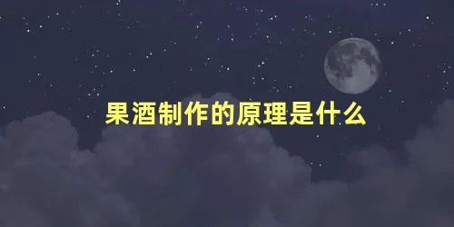 果酒制作的原理是什么