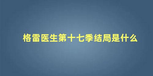 格雷医生第十七季结局是什么