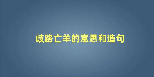 歧路亡羊的意思和造句