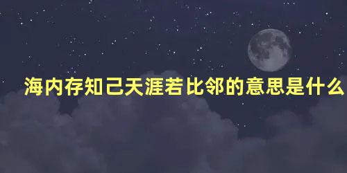 海内存知己天涯若比邻的意思是什么